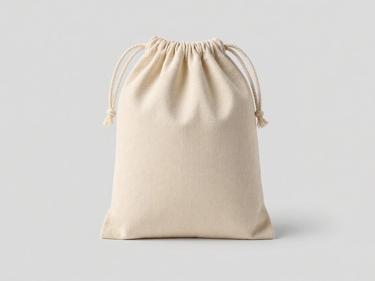 Bolsa de lienzo color natural de 10 por 15 cm con correas